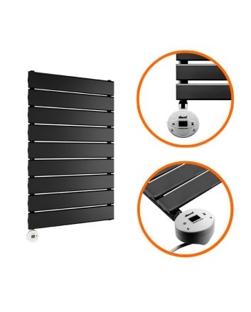 630 x 400mm Electric Black Single Flat Panel Vertical Radiator