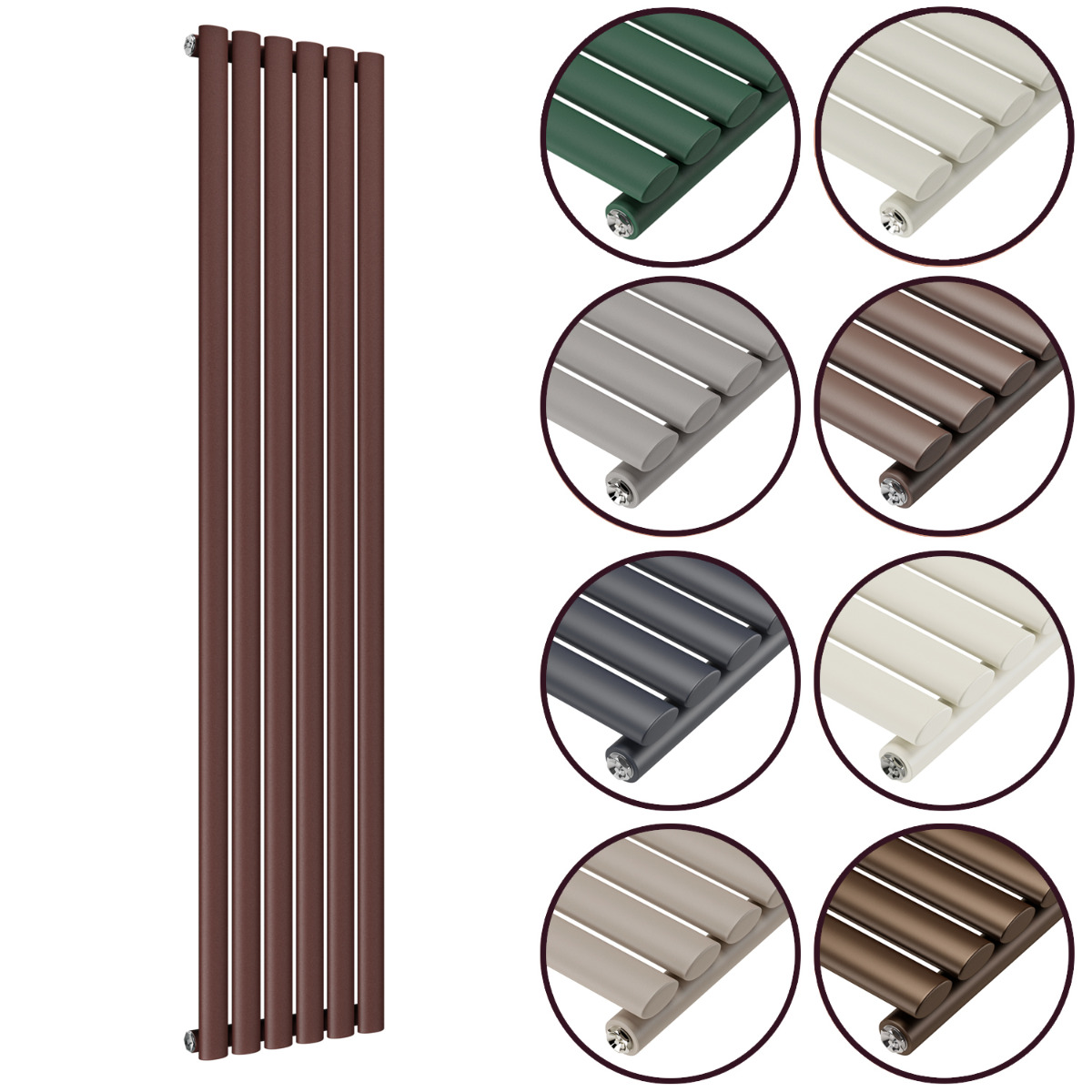 1600 x 236mm 'Pick A Pastel' Single Oval Tube Vertical Radiator